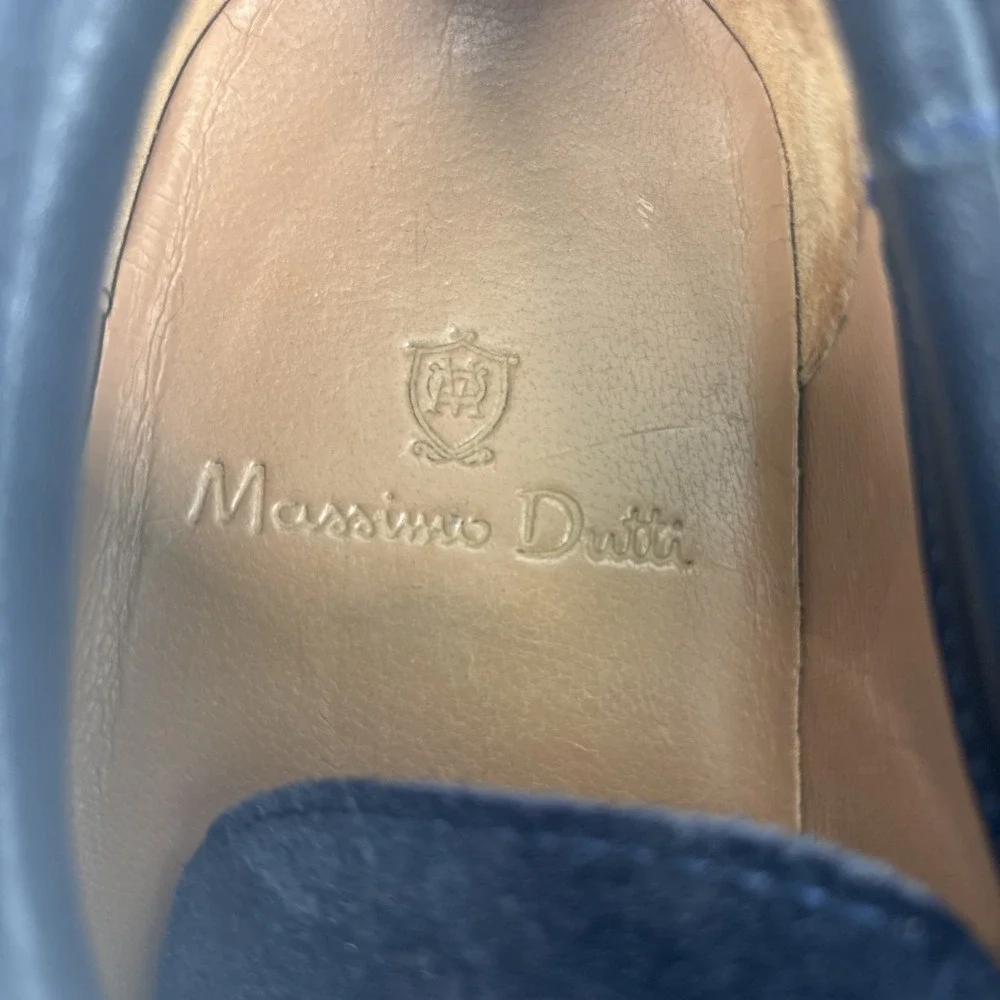 Massimo Dutti Men's Navy Blue Suede Derby‎ Shoes US 8 / EU 41 Lace-Up Classic